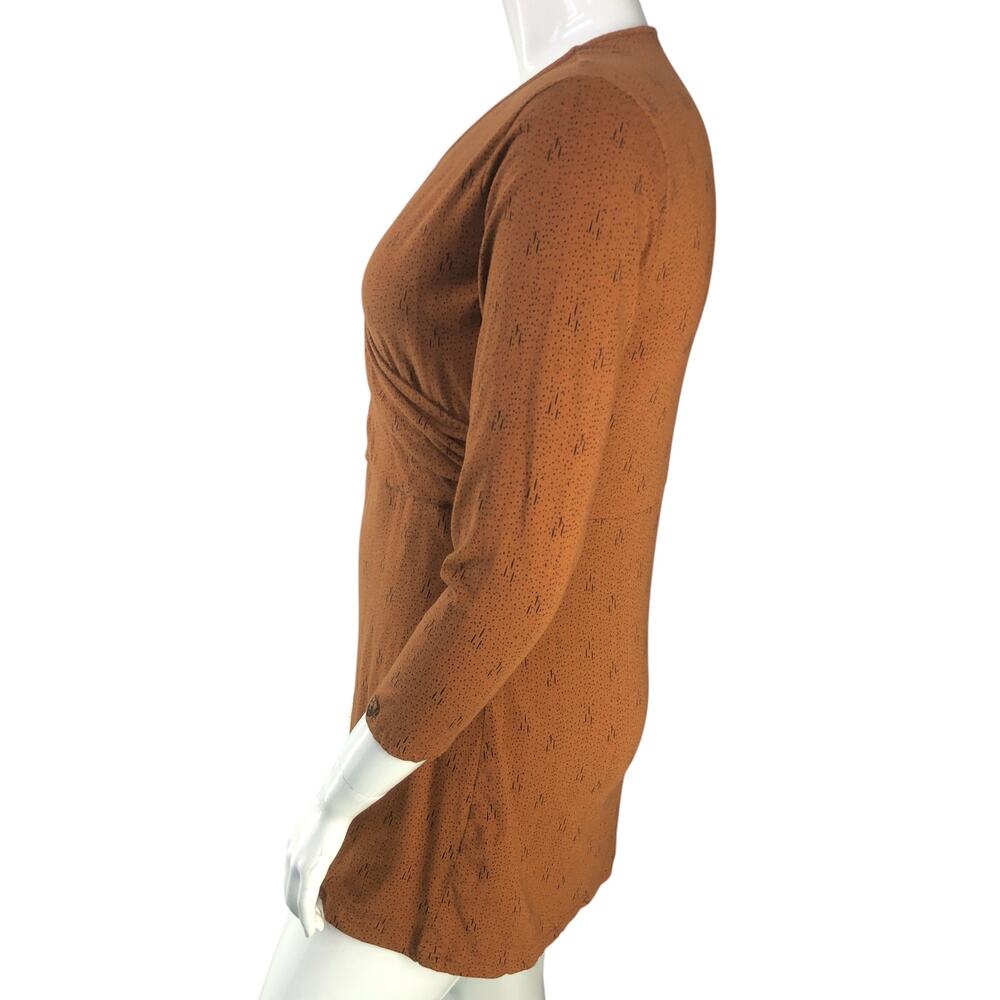Kuhl Womens Size XL Dress Anya Faux Wrap Crossover Neck Graphic Print Copper - Picture 5 of 14